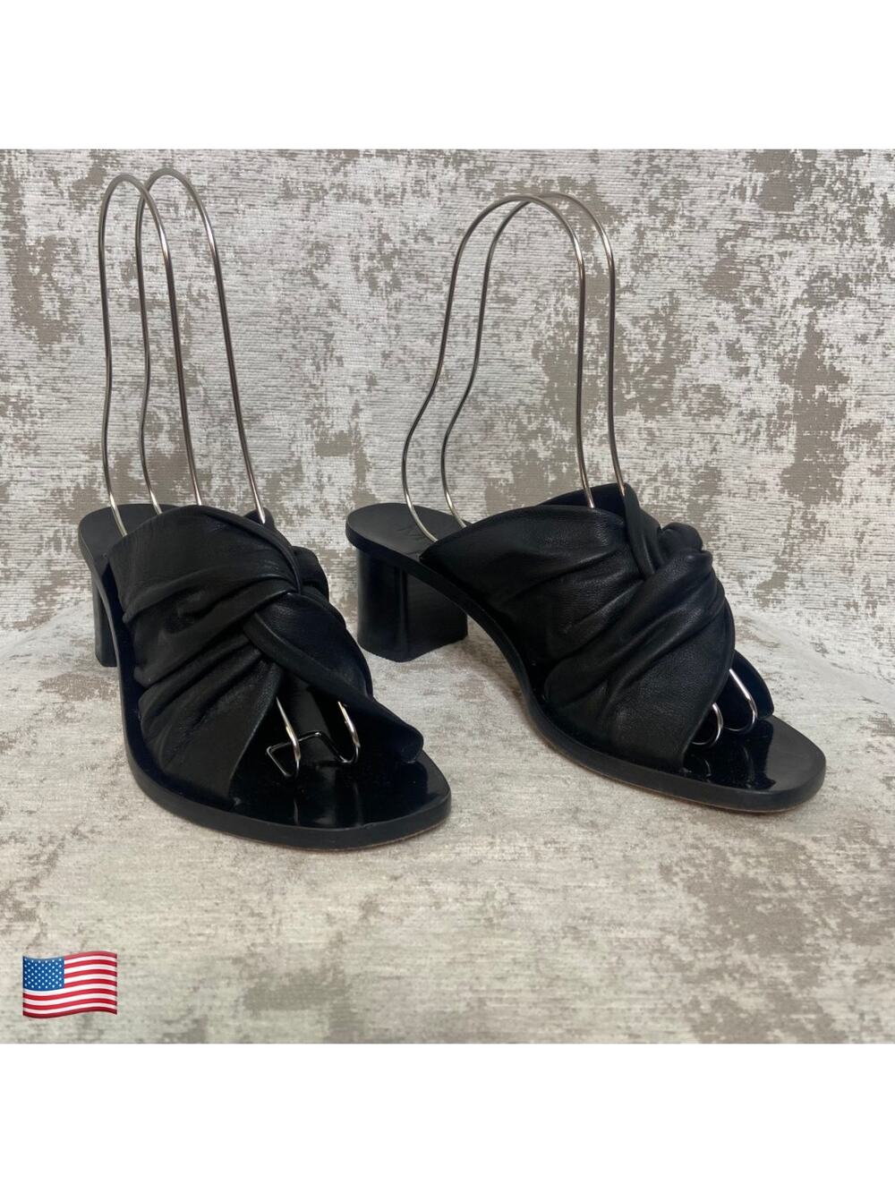 M. Gemi Lilian Twisted Leather Sandal in Black